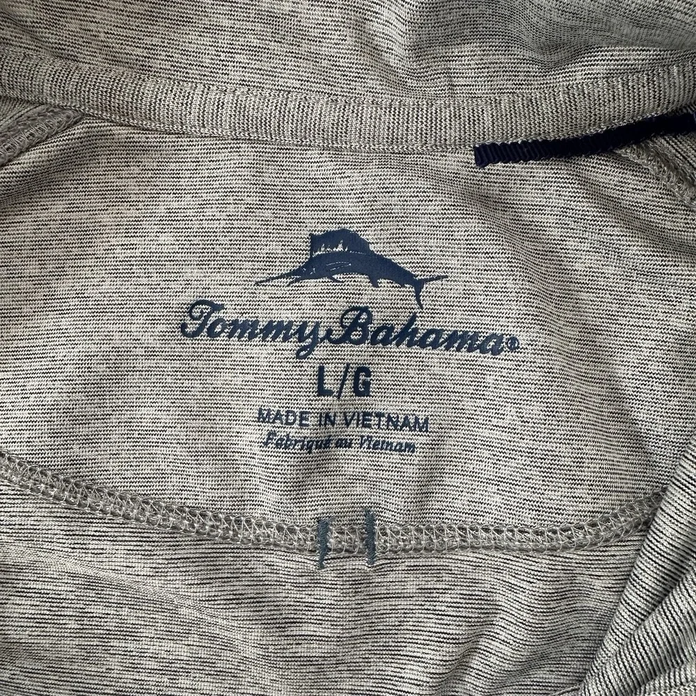 Tommy Bahama 1/4 Zip Pullover Men's Large Light Gray‎ Pullover Marlin Mock Neck